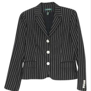 BNWOT ~ Lauren by Ralph Lauren Black White Pinstripe Blazer